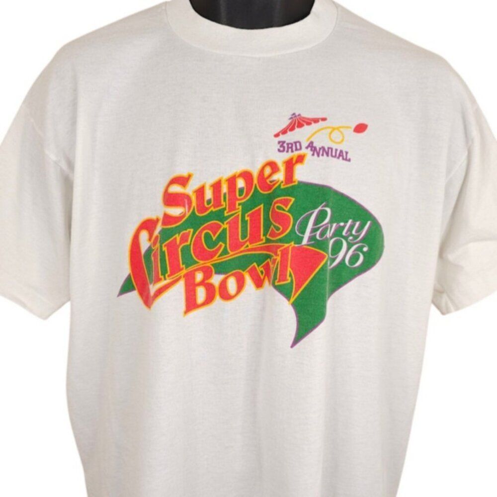 Vintage Super Circus Bowl T Shirt Mens Size XL White 90s Football Made In USA